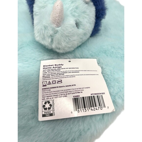 Parents Choice Triceratops Dinosaur Lovey Plush Blue Security Blanket Buddy NEW - Picture 9 of 10